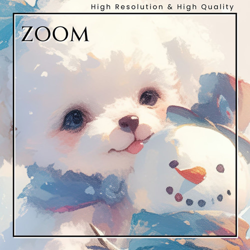 絵画。原画手描き【雪が降る冬、かわいい犬と猫の楽しい写真記念】 絵画。原画手描き【雪が降る冬、かわいい犬と猫の楽しい写真記念】