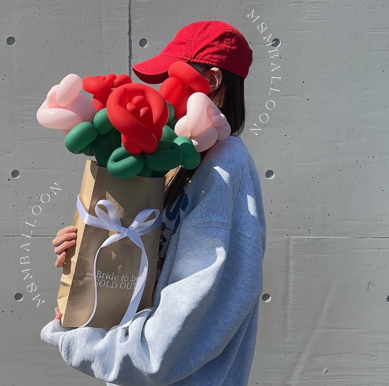 バルーンブーケ【クラフト紙ラッピング】ローズ バルーン花束 バルーンギフト