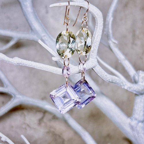 宝石質クリスタルクォーツ着せ替えピアス