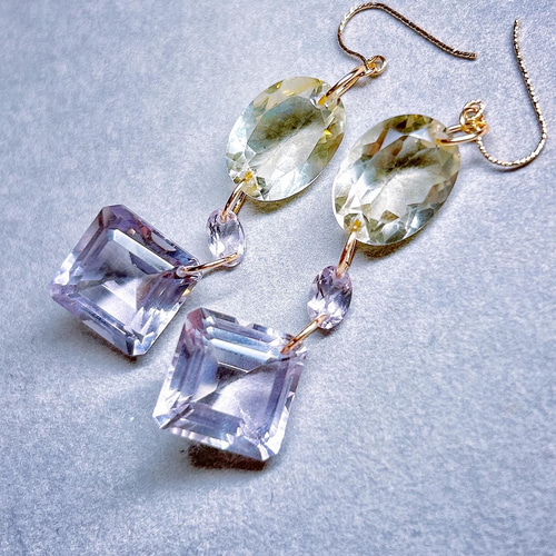 宝石質クリスタルクォーツ着せ替えピアス