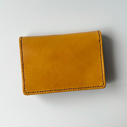 名刺入れ 名入れ可 本革 イエロー ブラウン レザー カードケース