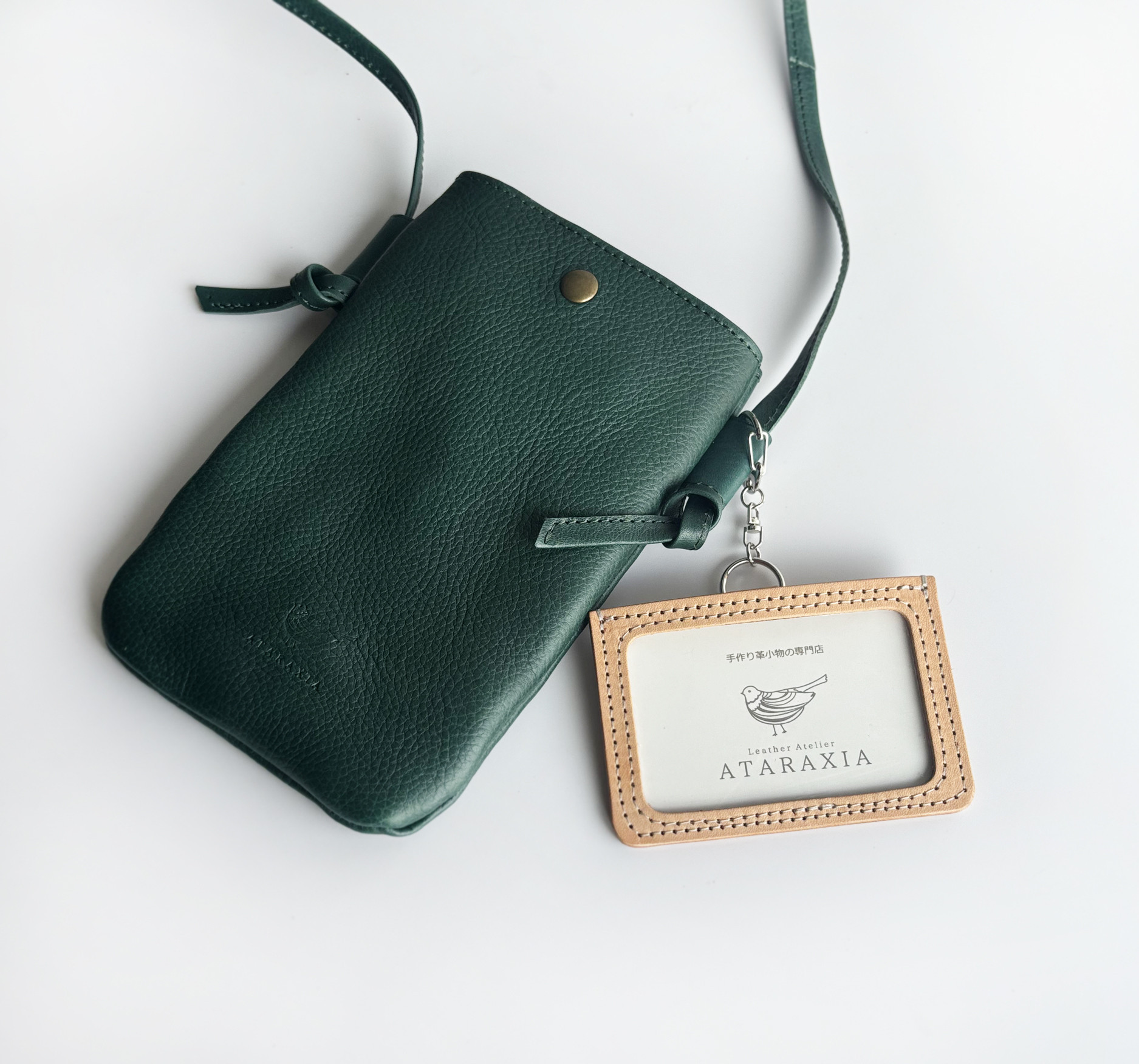 本革 IDカードケース（本体のみ or キーホルダータイプ）　ナチュラルヌメ革（国産牛革使用）保護者証　パスケース