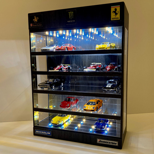 1/43・御影石・3層式ディスプレーBOX/床と天井にLED照明付・ネオ