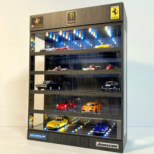 1/43展示30台可・BKオーク・5層式ディスプレーBOX / 2色LED40灯