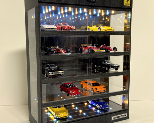 ブランド通販 1/43展示30台可・BKオーク・5層式ディスプレーBOX / 2色LED40灯 ミニカー