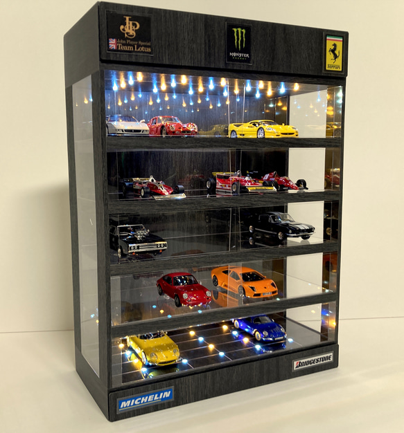 1/43展示30台可・BKオーク・5層式ディスプレーBOX / 2色LED40灯