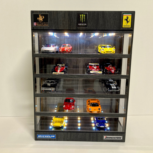 1/43展示30台可・BKオーク・5層式ディスプレーBOX / 2色LED40灯
