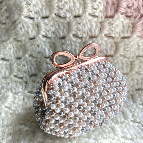 ビーズのがま口☆がま口ハンドメイド☆パールビーズがま口 がま口