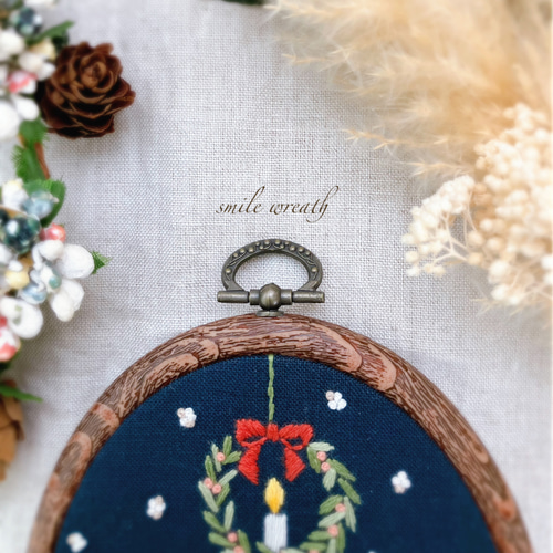 新春セール￥6800→￥6100【クリスマスの刺繍フレーム紺】 その他