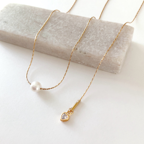 シルバーあり◇淡水パールネックレスとフープピアスセット/2way