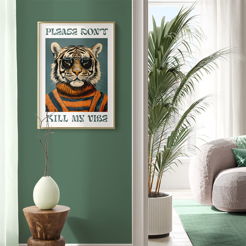 アートポスター ユニークな虎 サングラス メッセージアート