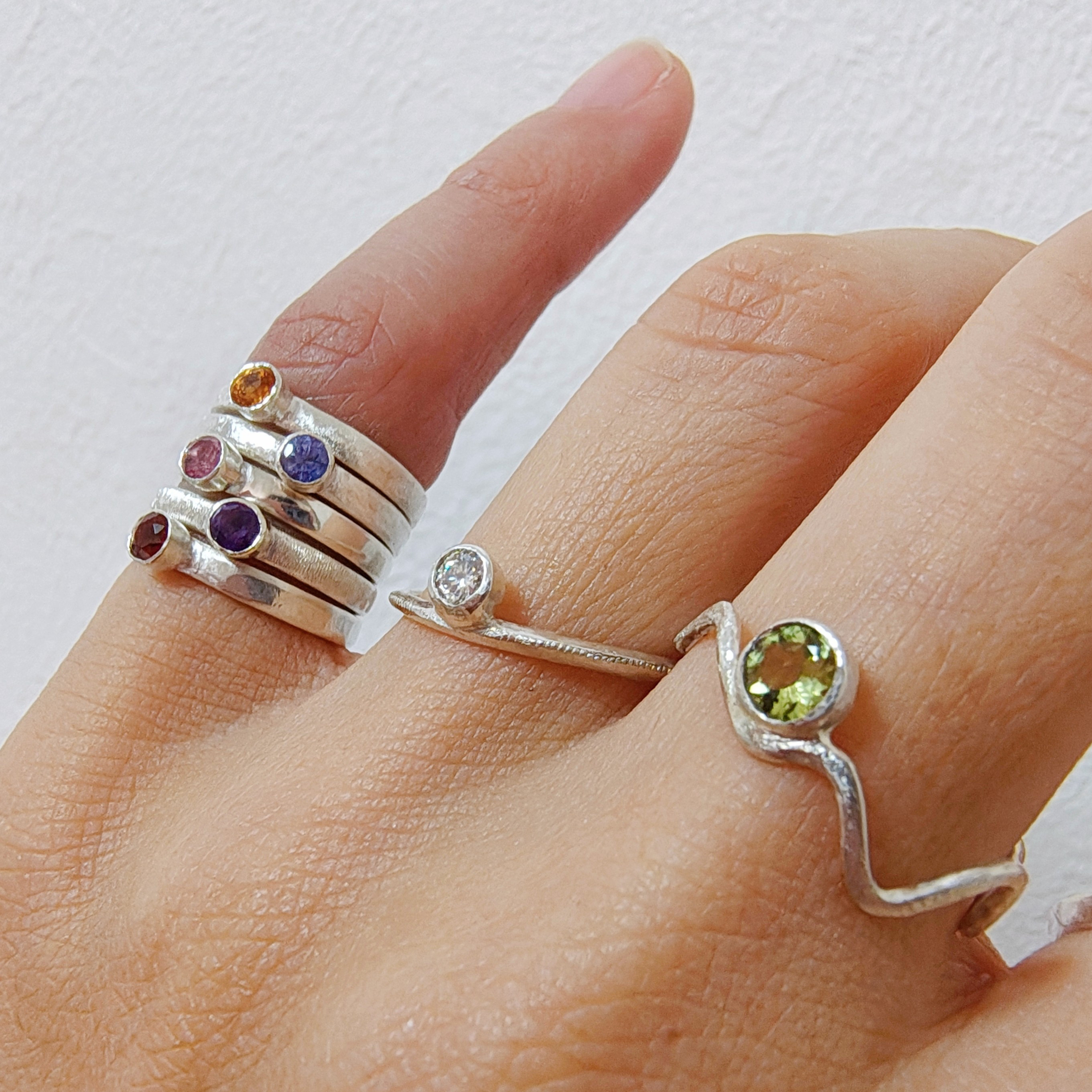 【選べる天然石】1粒シルバーリング 誕生石 推し色 石言葉 ピンキーリング シルバー925  SV925 デート 記念日