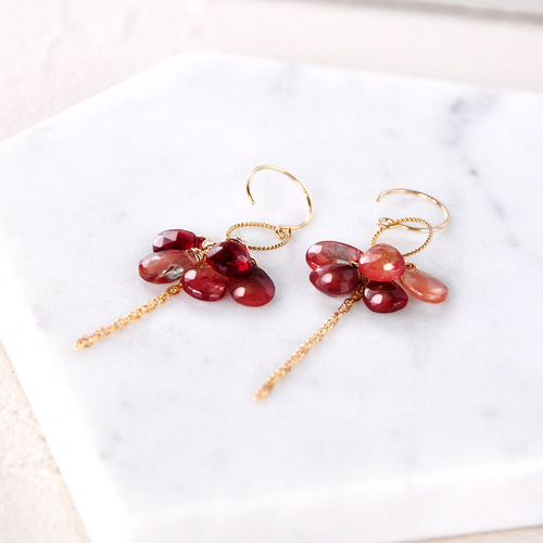 14kgf/アンデシン リングピアス ピアス（フック・チェーン