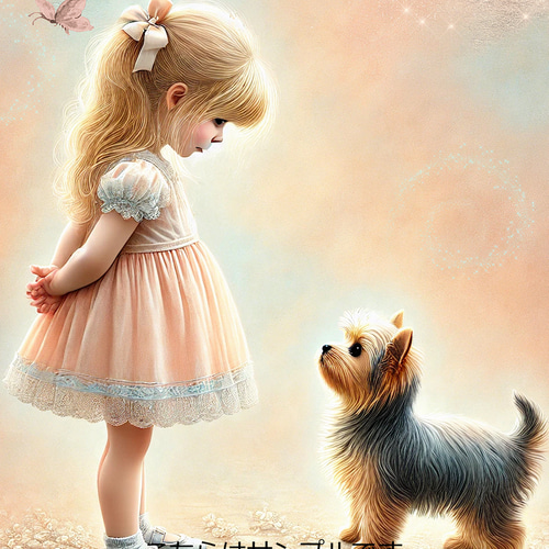 オリジナル 生地 パネル生地 犬 犬柄 ヨーキー ヨークシャテリア 生地  