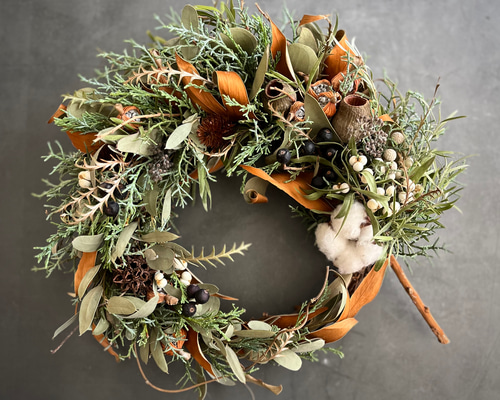 ＊針葉樹のクリスマスリース＊ 特大　ナチュラルリース　43㌢　グリーンリース 針葉樹のクリスマスリース＊ 特大 ナチュラルリース 43㌢ グリーン