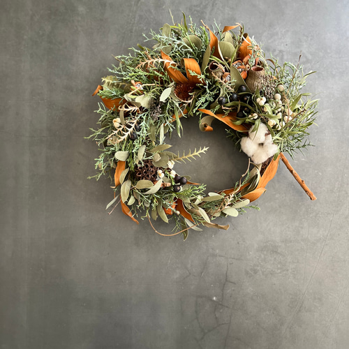 グリーン　リース　大きめ　約40㎝　クリスマス　針葉樹　冬　ナチュラル グリーン リース 大きめ 約40㎝ クリスマス 針葉樹 冬 ナチュラル