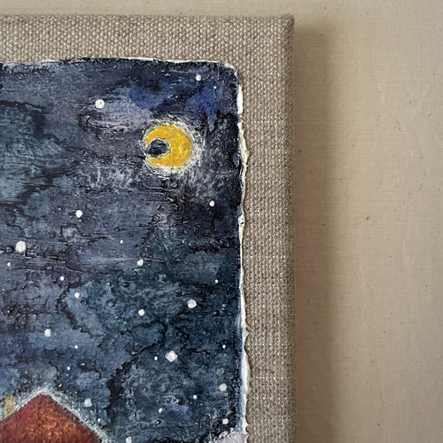原画『しんしんと、あったかい夜。』リネンキャンバス 絵画 kemonokemo  