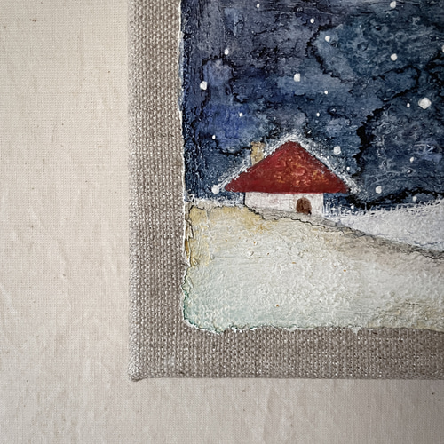 原画『しんしんと、あったかい夜。』リネンキャンバス 絵画 kemonokemo  