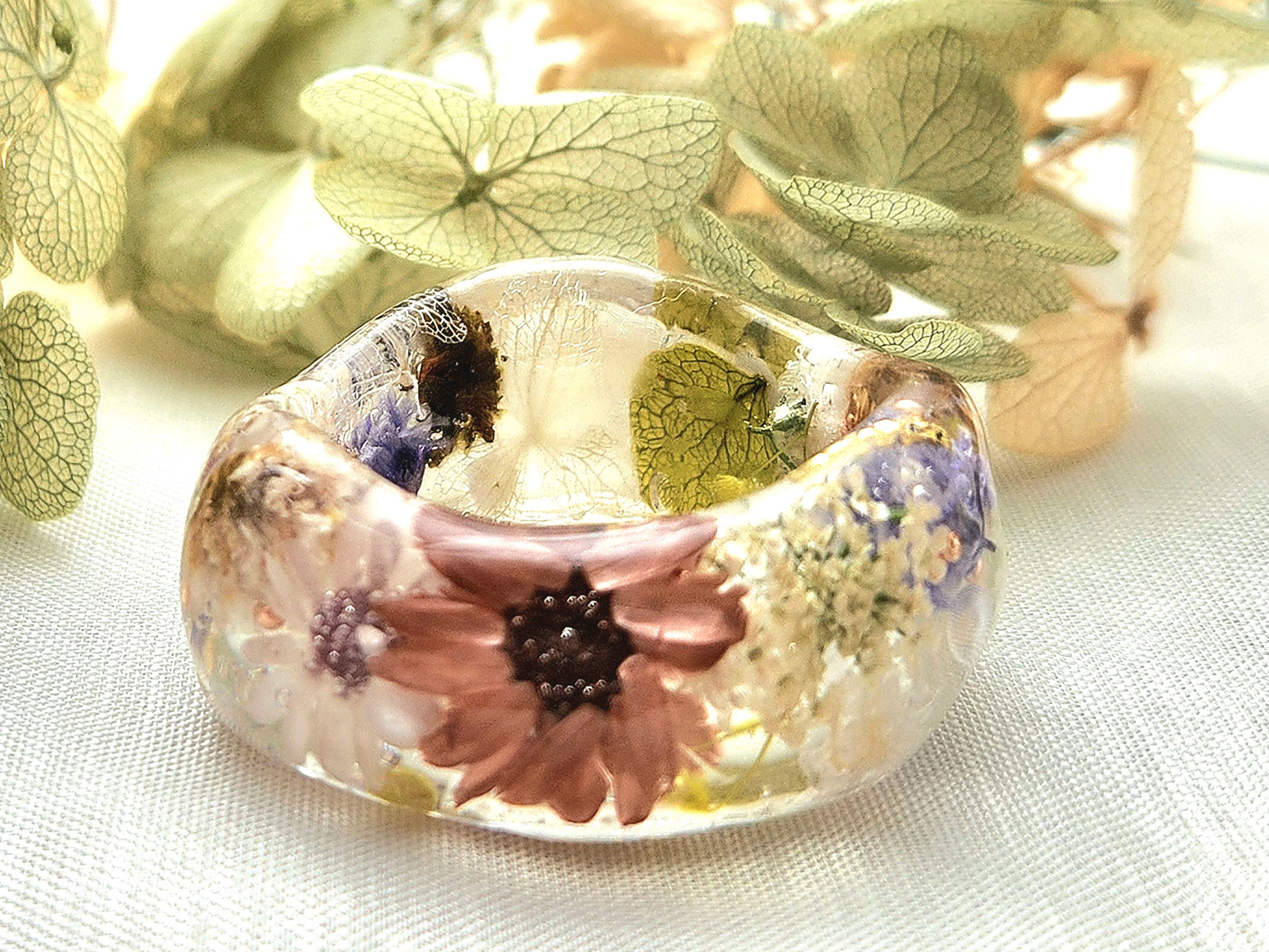 レジン　時計　ドライフラワー　ハンドメイド レジン時計ハンドメイドドライフラワー