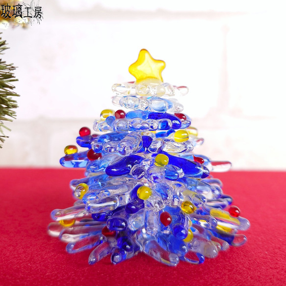 再販】 クリスマスツリー 立体 ミニツリー ガラス 省スペース 透明