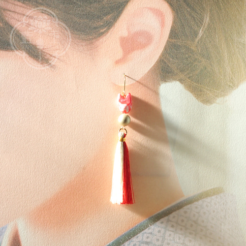 タッセルイヤリング・ピアス レッド | La Flanerie