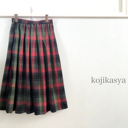 受注製作】ダークなカラーが可愛いチェック柄スカート 緑×赤×黒 フレア