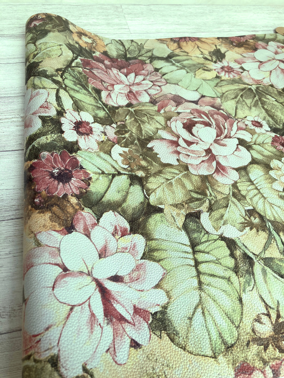本革フラワープリント　95×50cm 1枚目の画像