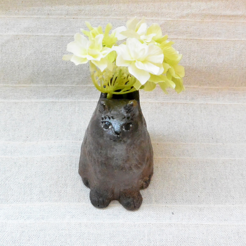 専用　作家さま　ilo 猫型陶器 花瓶　チャ猫 専用 作家さま ilo 猫型陶器 花瓶 チャ猫 専用 作家さま ilo 猫型