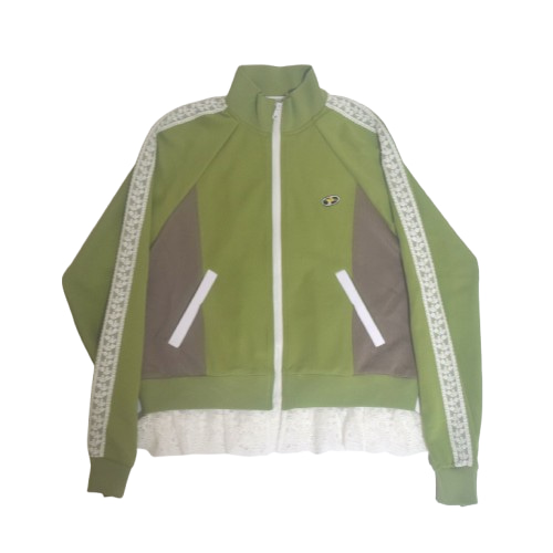 ジャージトップス（レコードワッペン、花刺繍レース、レディース