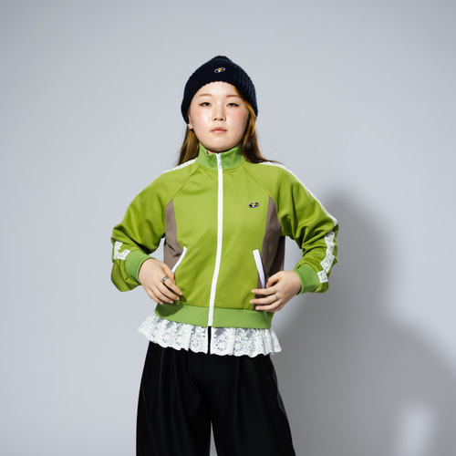 ジャージトップス（レコードワッペン、花刺繍レース、レディース