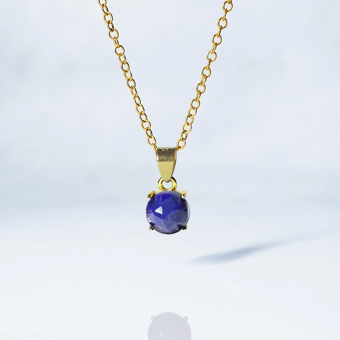 大粒(6mm) ローズカット・ラピスラズリのネックレス　　[送料無料]