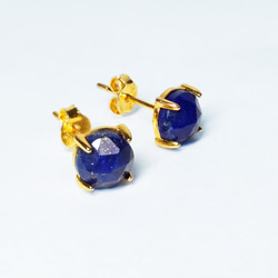 ローズカット・ラピスラズリ (6mm)　ピアス&ネックレス 2点セット　［送料無料］ 7枚目の画像