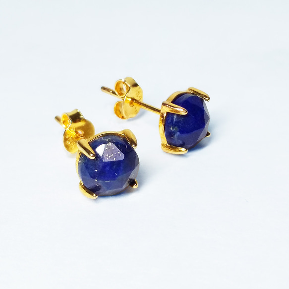 ローズカット・ラピスラズリ (6mm)　ピアス&ネックレス 2点セット　［送料無料］ 7枚目の画像