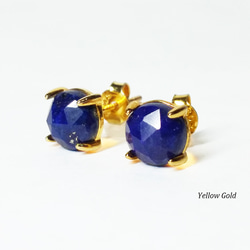 ローズカット・ラピスラズリ (6mm)　ピアス&ネックレス 2点セット　［送料無料］ 3枚目の画像