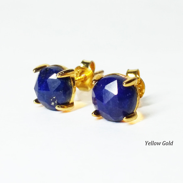 ローズカット・ラピスラズリ (6mm)　ピアス&ネックレス 2点セット　［送料無料］ 3枚目の画像