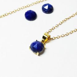 ローズカット・ラピスラズリ (6mm)　ピアス&ネックレス 2点セット　［送料無料］ 15枚目の画像