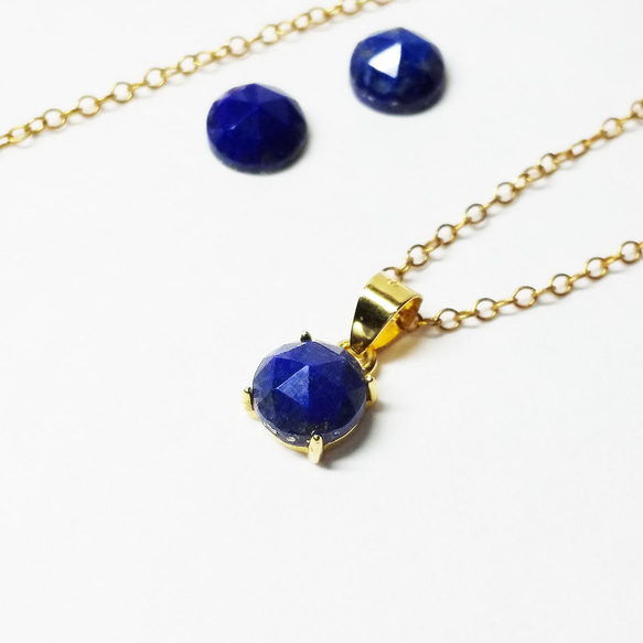 ローズカット・ラピスラズリ (6mm)　ピアス&ネックレス 2点セット　［送料無料］ 15枚目の画像