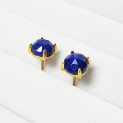 ローズカット・ラピスラズリ (6mm)　ピアス&ネックレス 2点セット　［送料無料］ 6枚目の画像
