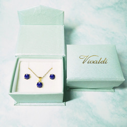 ローズカット・ラピスラズリ (6mm)　ピアス&ネックレス 2点セット　［送料無料］ 1枚目の画像