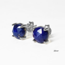 ローズカット・ラピスラズリ (6mm)　ピアス&ネックレス 2点セット　［送料無料］ 4枚目の画像