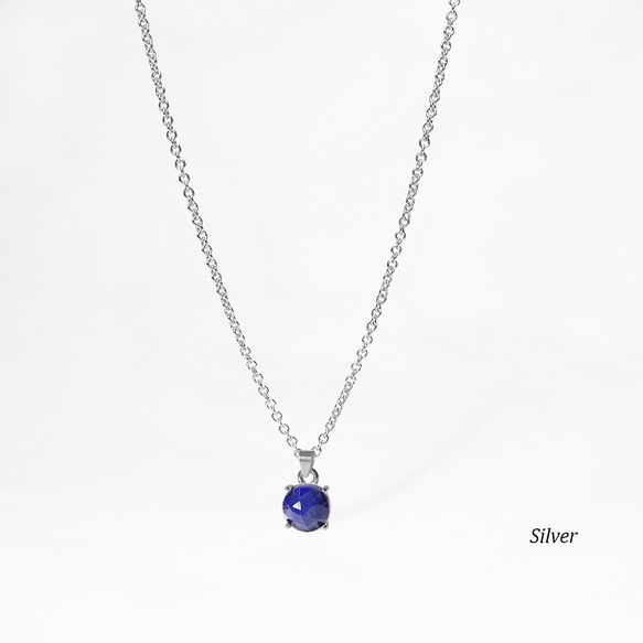 ローズカット・ラピスラズリ (6mm)　ピアス&ネックレス 2点セット　［送料無料］ 10枚目の画像