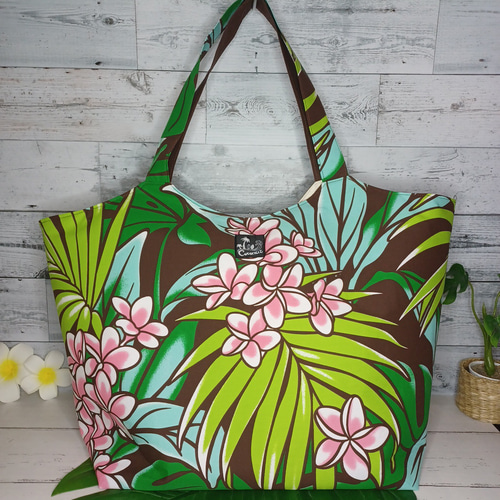 ハワイアン超特大トートバッグ ハンドメイドバック ハワイアンバック