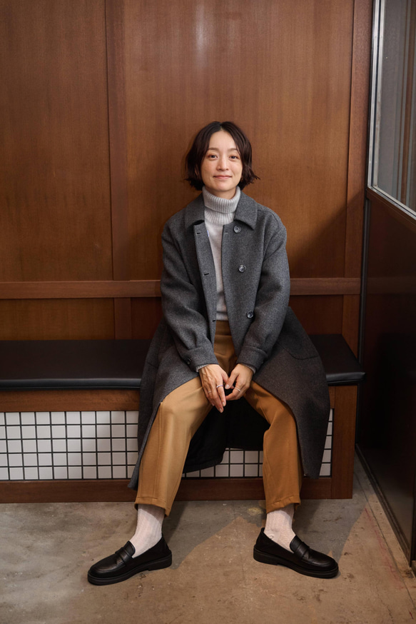 ★即納★知的で大人雰囲気に　ウールコート ロングコート ダブルボタンコート ダークグレー　231208-2 16枚目の画像