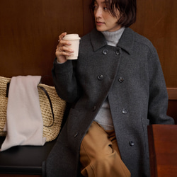 ★即納★知的で大人雰囲気に　ウールコート ロングコート ダブルボタンコート ダークグレー　231208-2 6枚目の画像