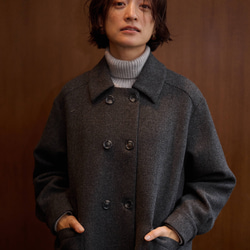 ★即納★知的で大人雰囲気に　ウールコート ロングコート ダブルボタンコート ダークグレー　231208-2 8枚目の画像