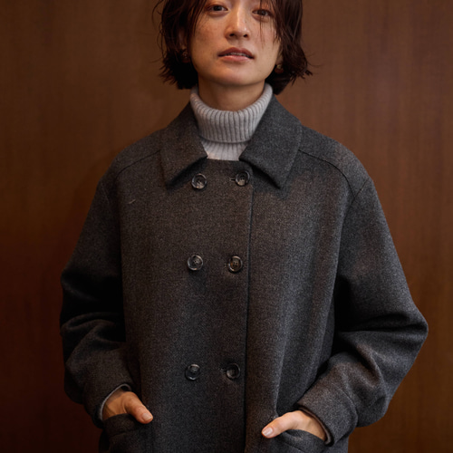 ダークグレー ウールロングコートtalbyyumi ダークグレー ウールロングコートtalbyyumi ダークグレー ウール