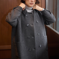 ★即納★知的で大人雰囲気に　ウールコート ロングコート ダブルボタンコート ダークグレー　231208-2 9枚目の画像