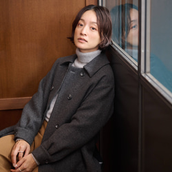 ★即納★知的で大人雰囲気に　ウールコート ロングコート ダブルボタンコート ダークグレー　231208-2 13枚目の画像
