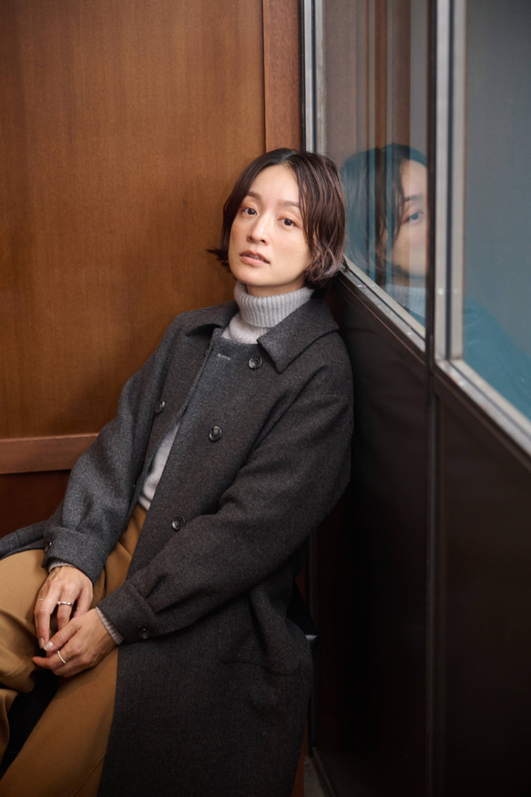 ★即納★知的で大人雰囲気に　ウールコート ロングコート ダブルボタンコート ダークグレー　231208-2 13枚目の画像