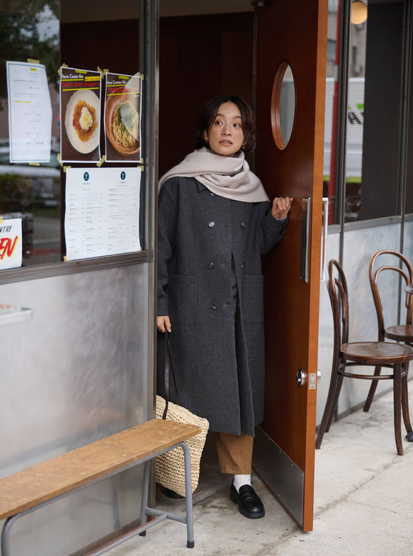 ★即納★知的で大人雰囲気に　ウールコート ロングコート ダブルボタンコート ダークグレー　231208-2 3枚目の画像